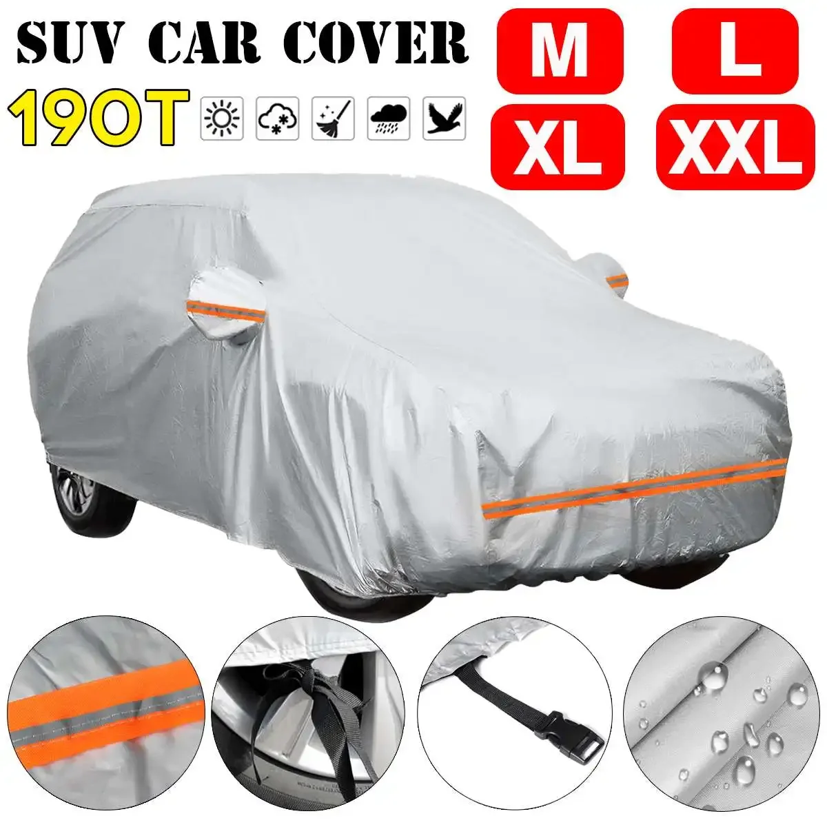 190T Universal Suv Full Car Cover Winter Snow Cover Impermeabile Parasole Antigraffio Antipolvere Per Hyundai/Vw/Peugeot/Bmw