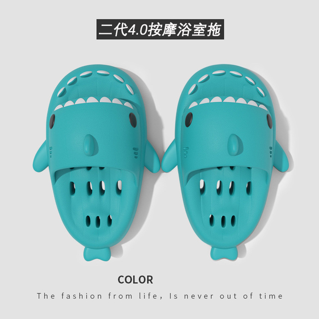 46 47 4cm Thick Sole Bath Shark Slippers Man Women 2022 Summer Antiskid Hollow Out Home Indoor Household Man Slippers