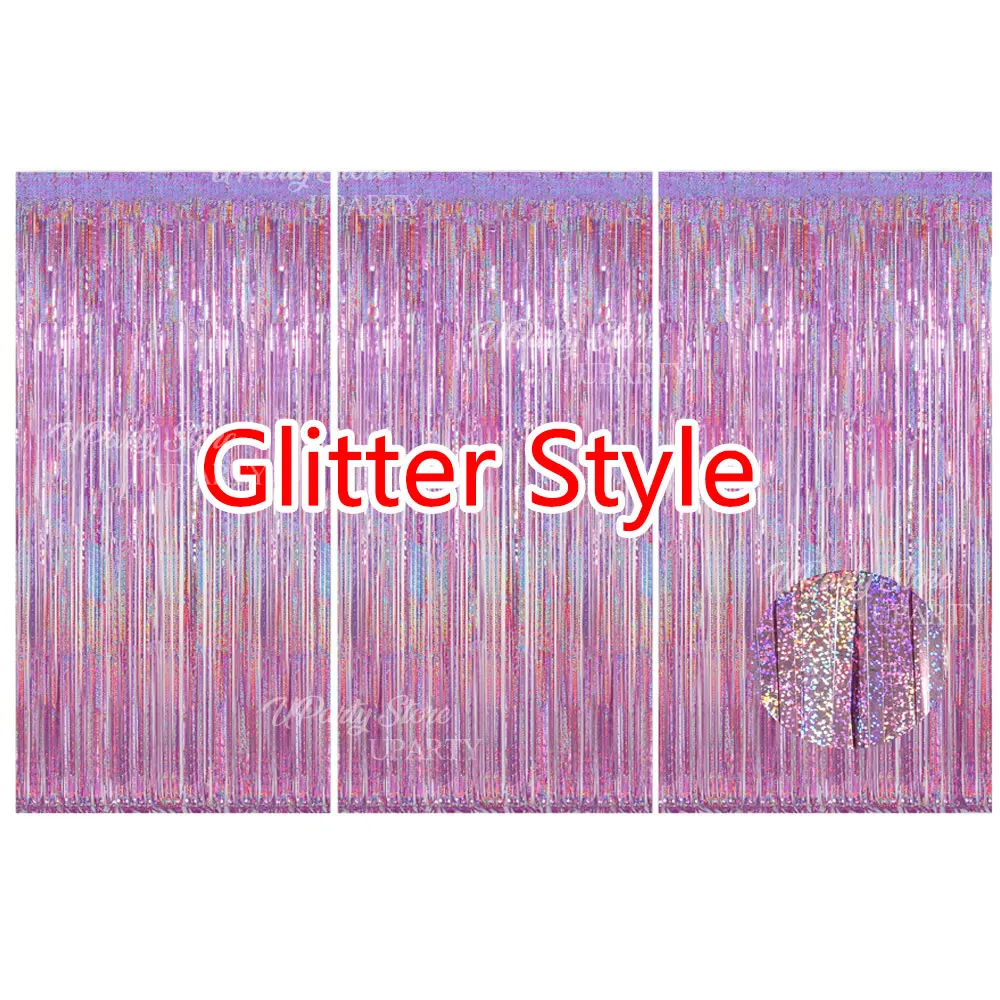 Silver Foil Fringe Curtains - Set of 3, Metallic Rose Gold Tinsel Streamers for Celebrations and Events Backdrop Decor