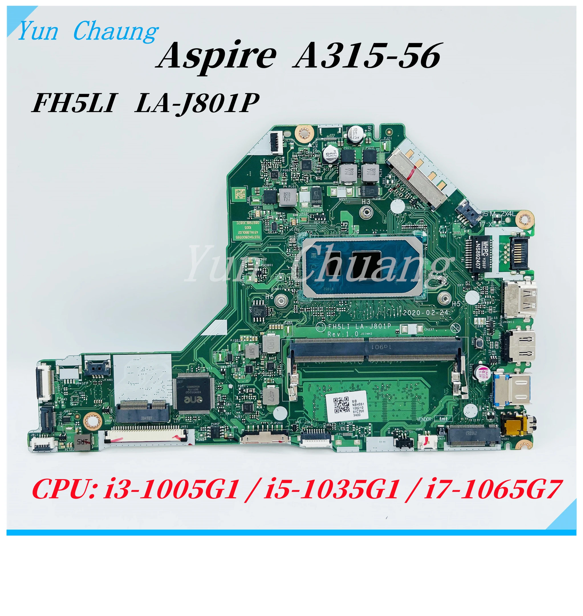 FH5LI LA-J801P Mainboard For Acer Aspire A315-56 Laptop