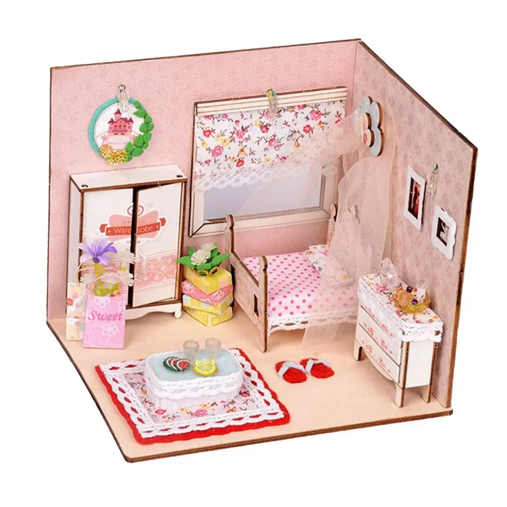 1 24 Scale Dollhouse Miniature Kit House Girl Bedroom With Doll 1-24-scale-dollhouse-miniature-kit-house-girl-bedroom-with-doll