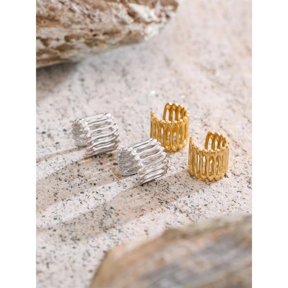 Yhpup Layered Geometric Adjustable Ear Bone Earrings for Women