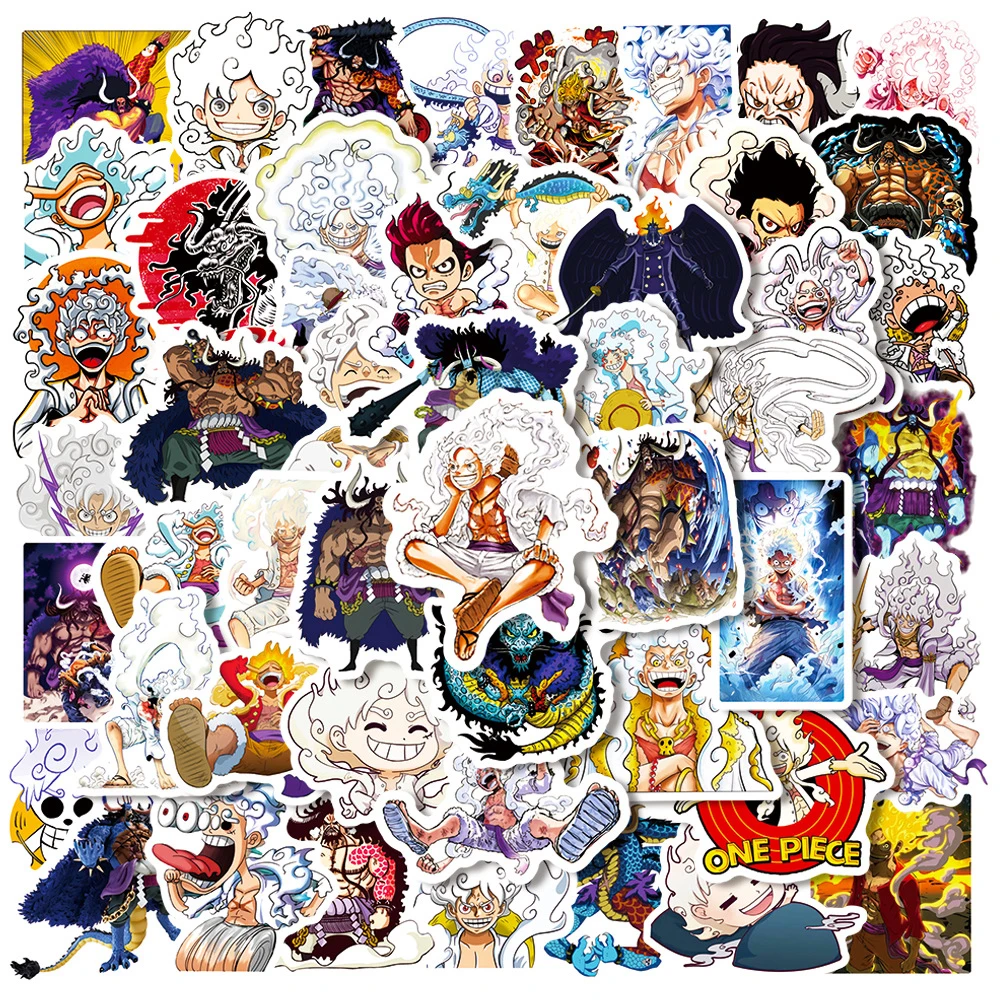 

10/30/50pcs Gear 5 Luffy Anime Stickers ONE PIECE Cartoon Sticker Decal Skateboard Suitcase Wall Notebook Waterproof Toys Gift