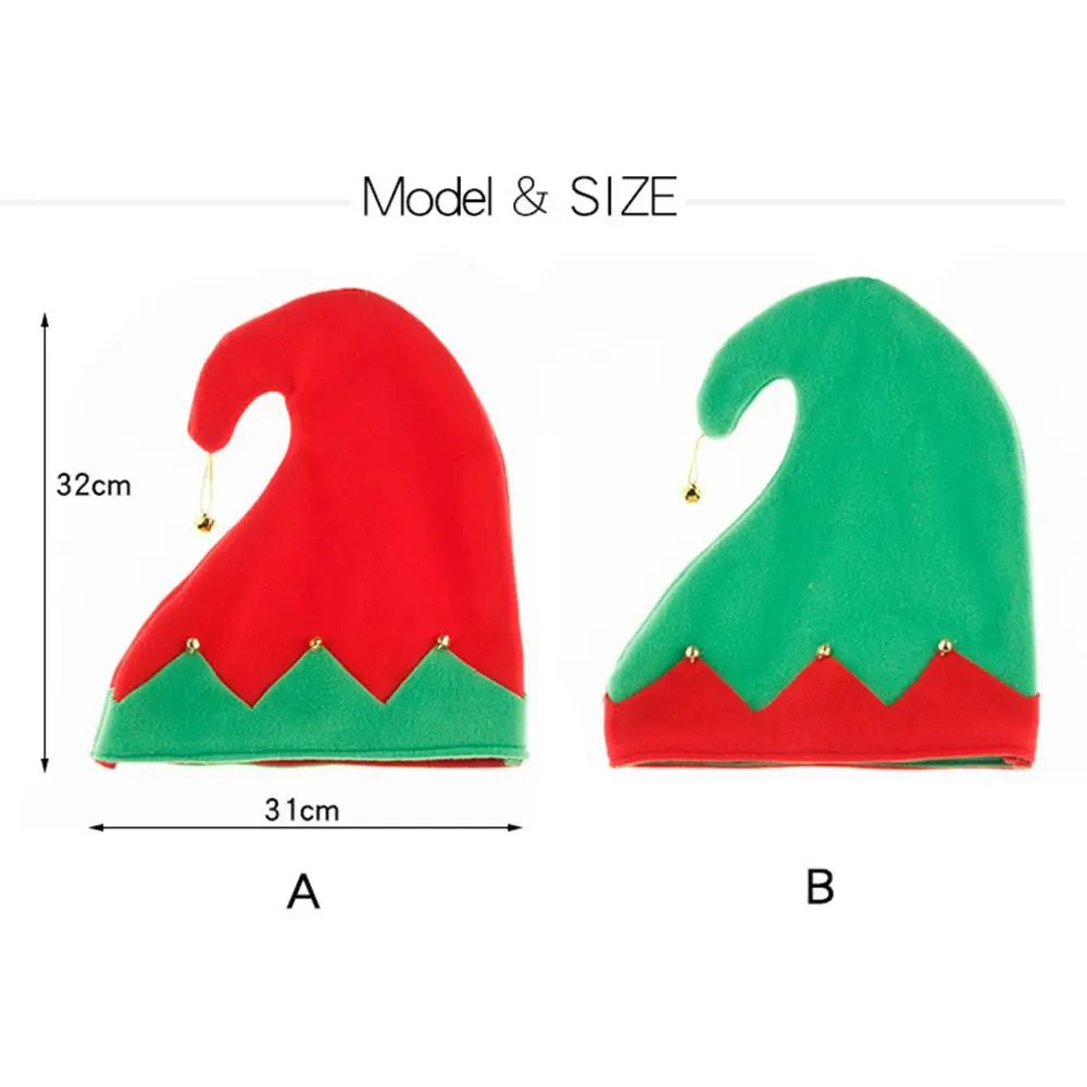 Santa Claus Clown Cap Red Green Patchwork Snowman Beanies Velvet Hats Women Christmas Hats Korean Winter Caps With Metal Bell