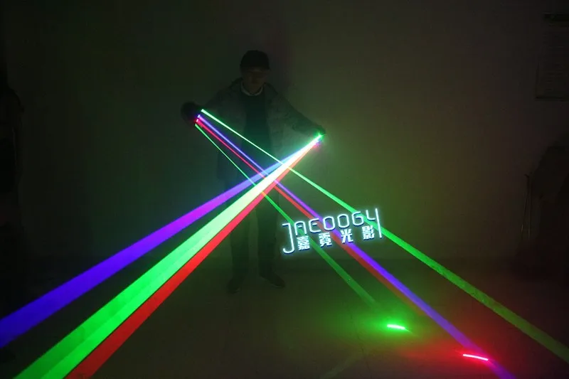 New Stage DJ Party Dancing 2 in 1 Multi-line RGB Laser Gloves With2 Green 1 Red 1 Blue For LED Luminous Costumes Show