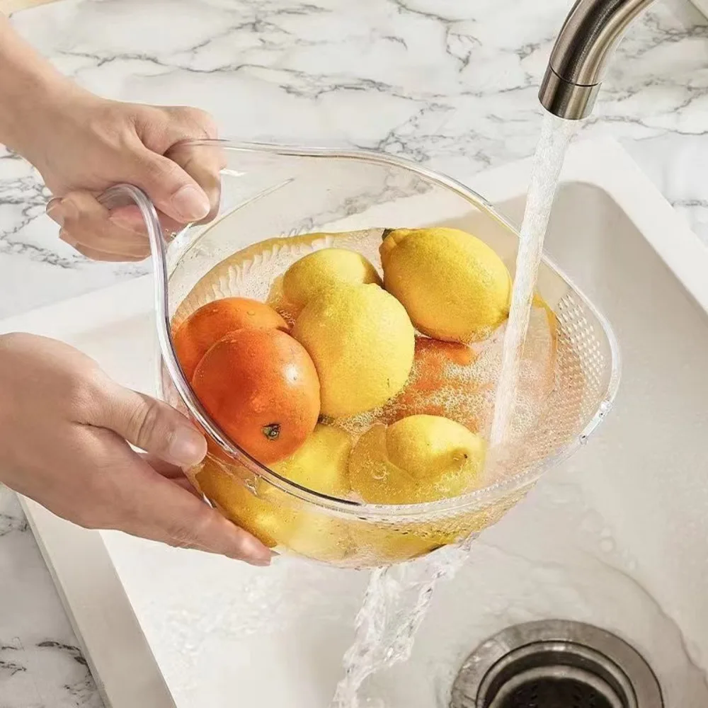 Drainage Basket Plastic Multifunctional Drainage Basket Creative Fruit Plate Kitchen Vegetable Basin Salad Draining Bowl Household Sink
