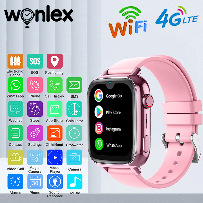 Wonlex 4G Smart Watch Children GPS WiFi Location KT34 Video Call SOS Alert Tracker Monitor Google Store Game Kid SmartWatch 2025