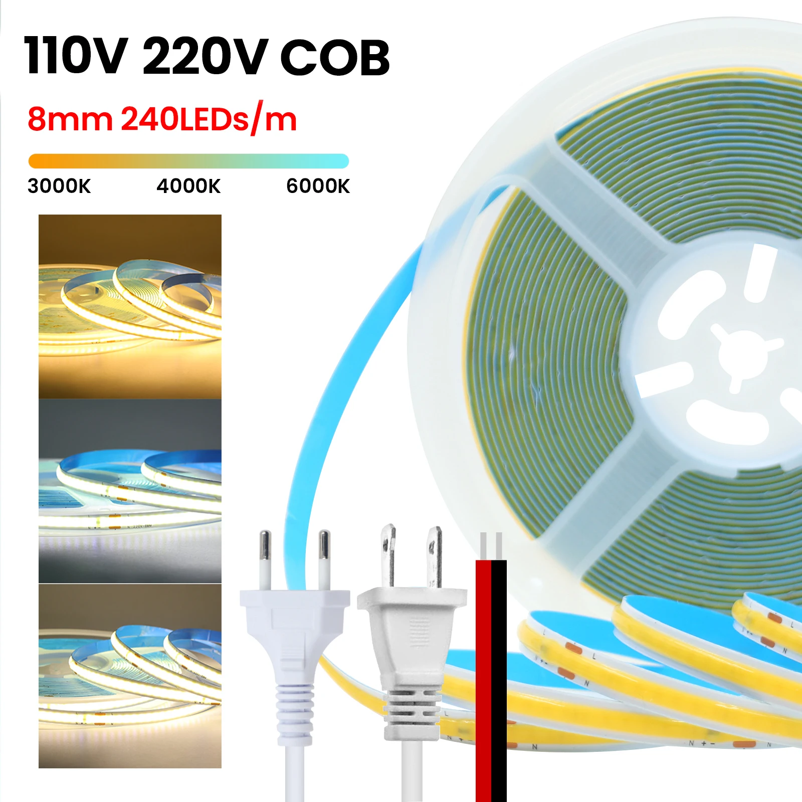 220V 110V 5m-20m COB LED Strip Light S3d223cbbc73840fd87c69e3e6f136d66X