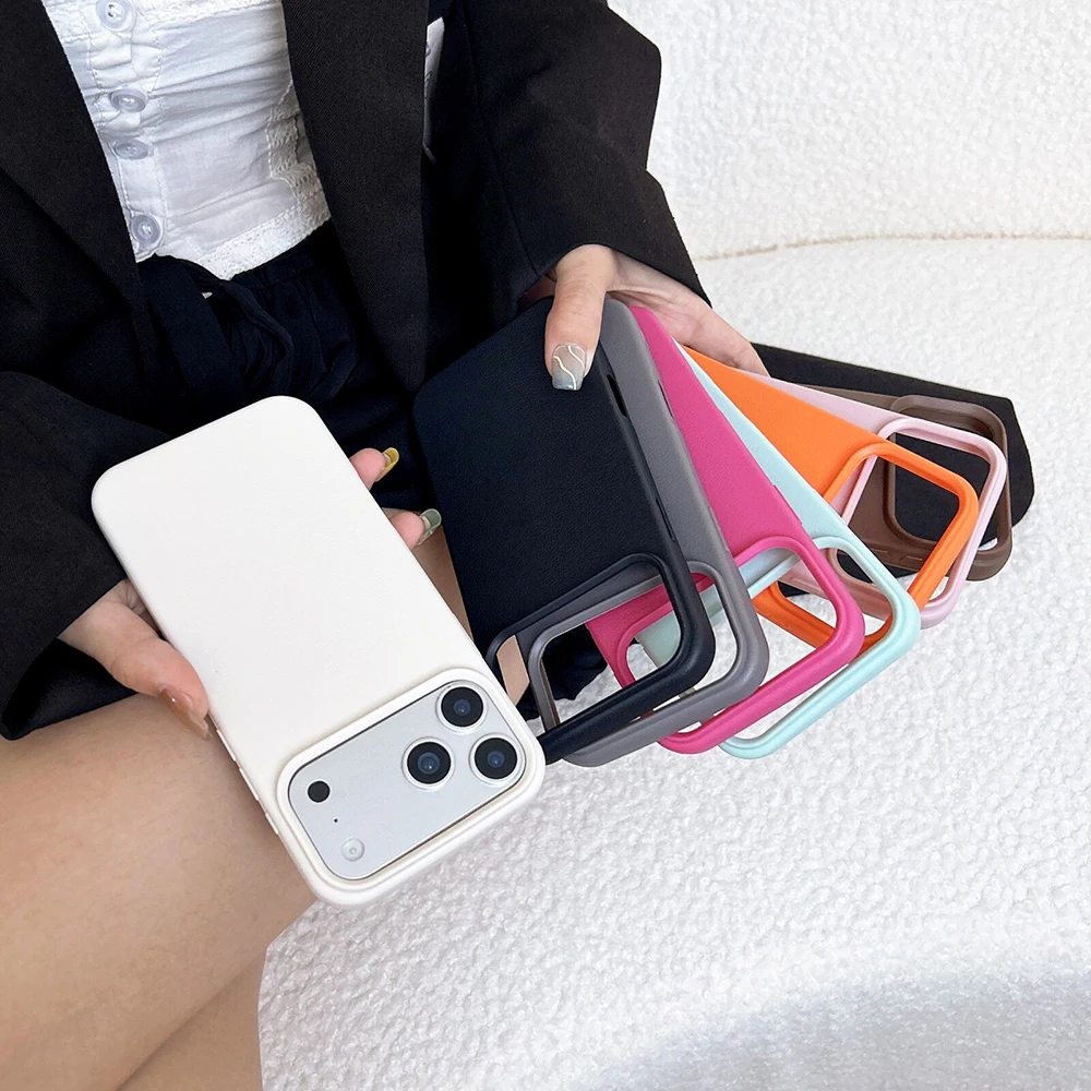 Elegant Leather-Texture Silicone Soft Case - Candy Color Matte Back Cover TPU Shell
