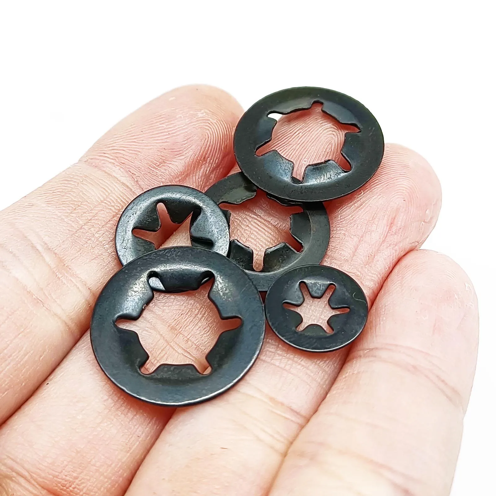 M2.5-M10 External Circlip Self-Locking Retaining Clip Push On Shaft Bearing Snap Ring Washer Kit Set Black 65mn Steel 350pcs/box retaining clip set