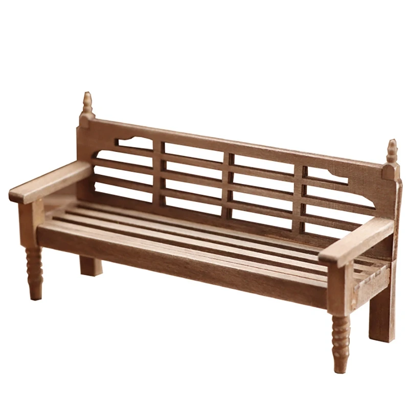 112 Dollhouse Miniature Park Bench,Mini Garden Patio Park Wood Chair