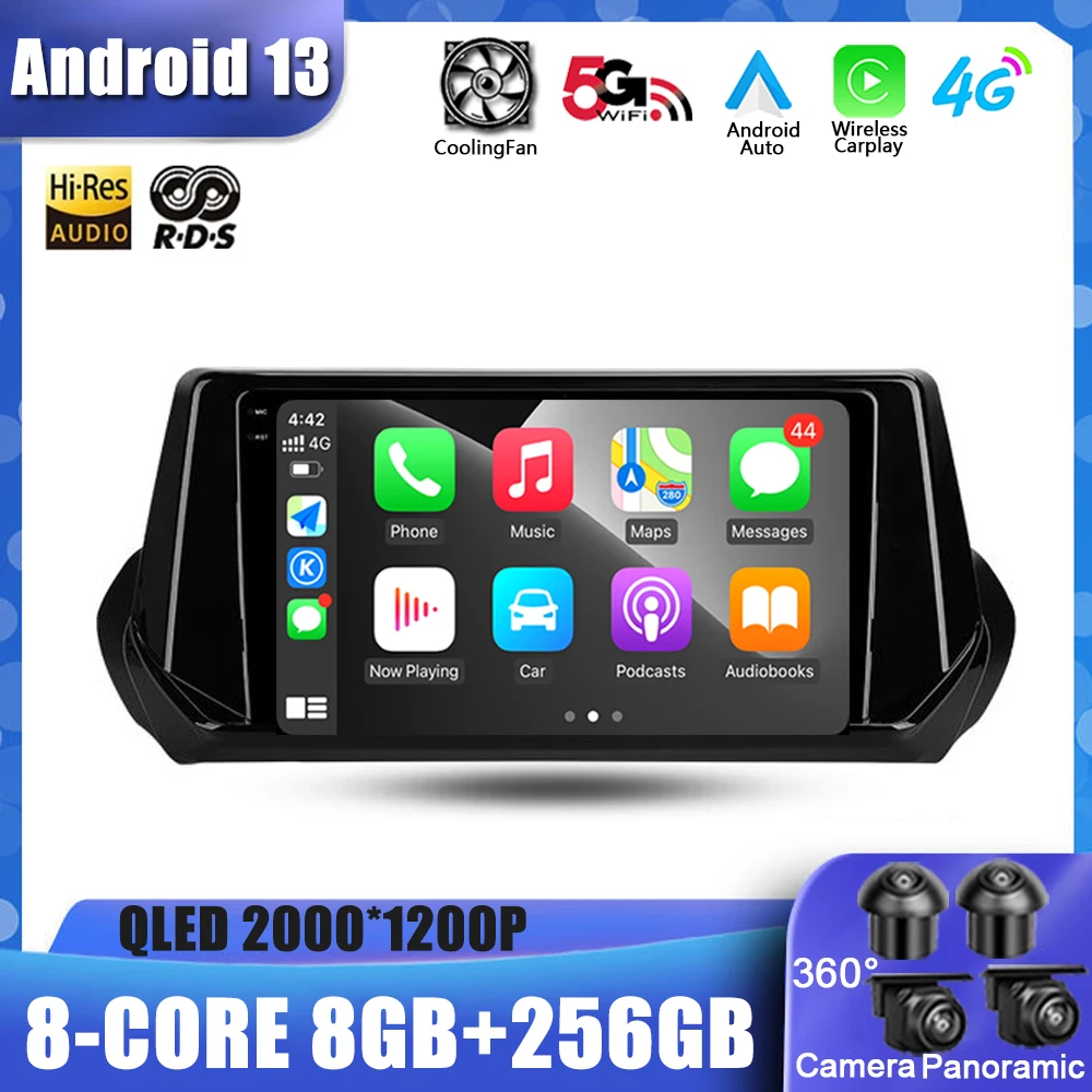 

QLED экран для Peugeot 2008 II 2 2019 - 2021 Android 13 автомобильное радио мультимедийный плеер навигация GPS Carplay WIFI RDS DSP