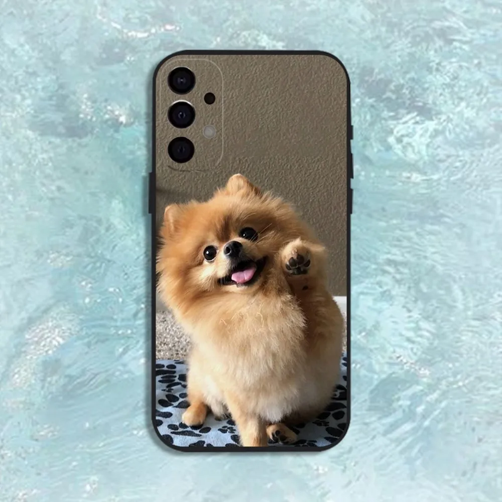 삼성 S25,S24,S21,S22,S23,S30,Ultra,S20,Plus,Fe,Lite,Note,10,9,5G 블랙 커버용 귀여운 포메라니안 개 전화 케이스
