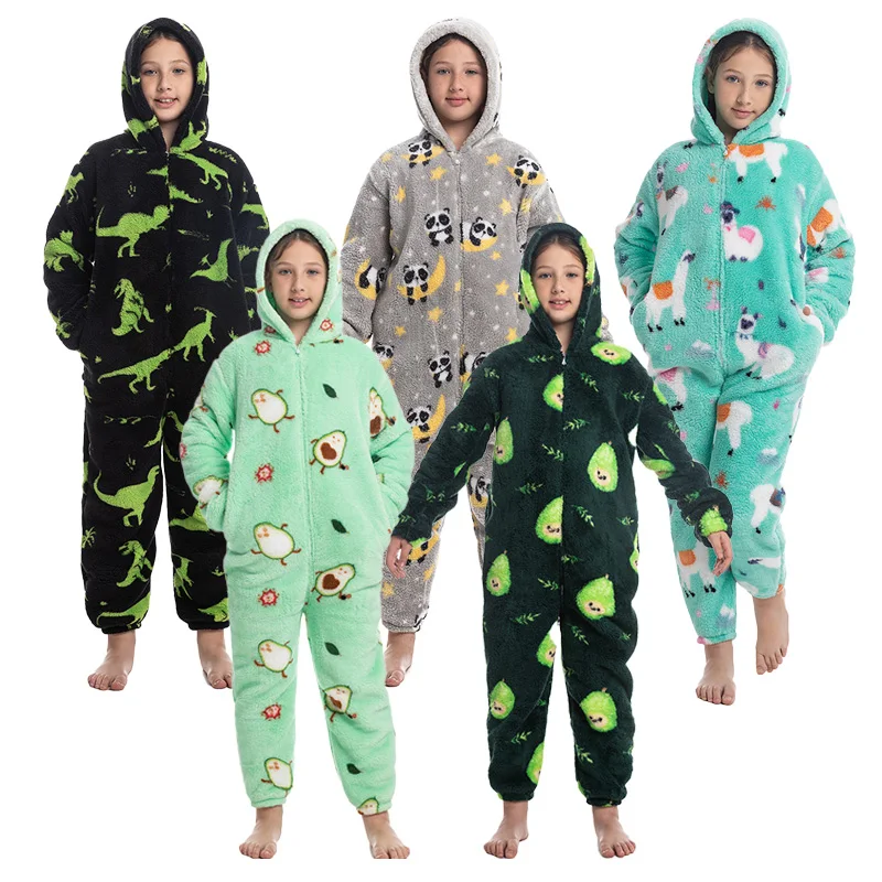 

For Adults Kids Loungewear Kigurumi Sleepwear Thicken Loose Casual Nightgowns Oversized Onesies Cosplay Hooded One Piece Pajamas