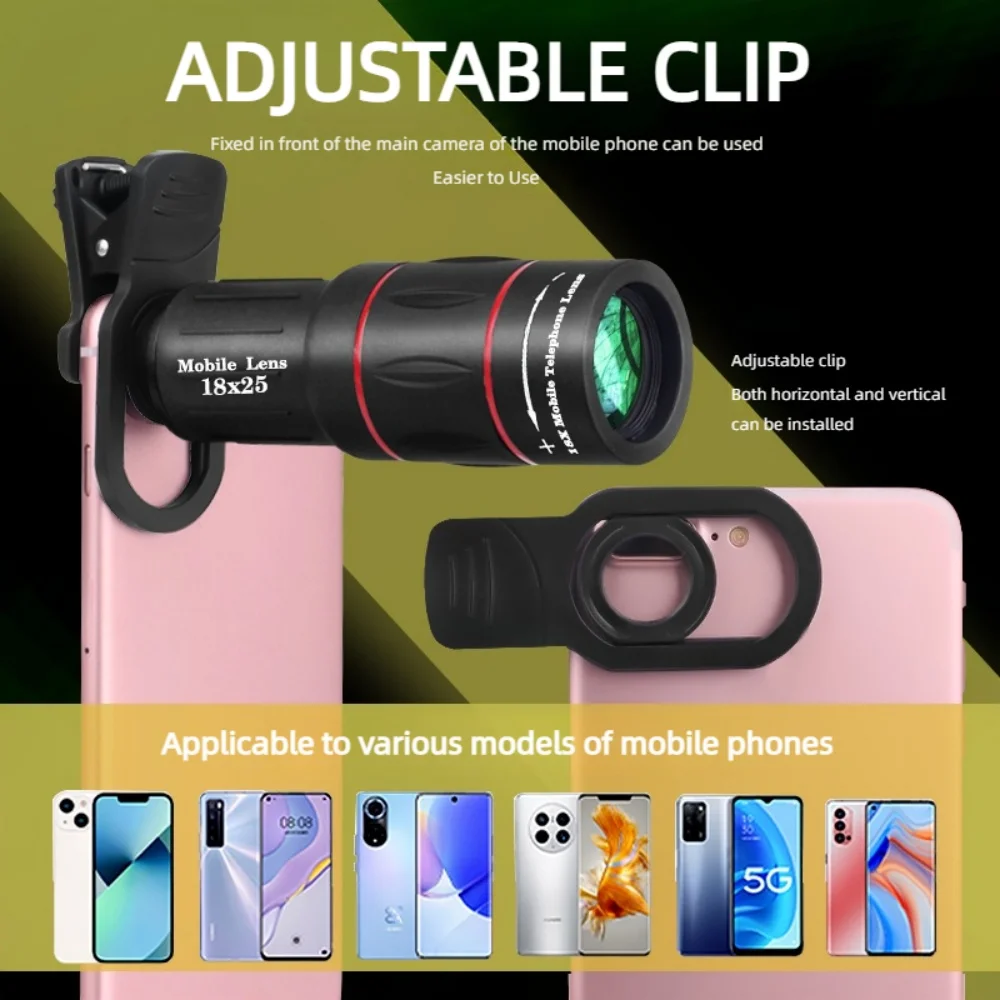 Mobile Phone Camera Lens with 18/36/64X Magnification, Clip-On Zoom Monocular Telescope Telephoto Lens for Camping, Hunting 3