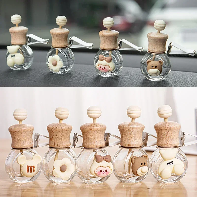 Fashion Car Hanging Perfume Pendant Fragrance Air Freshener Empty Glass Bottle For Essential Oils Diffuser Auto Ornaments Tools