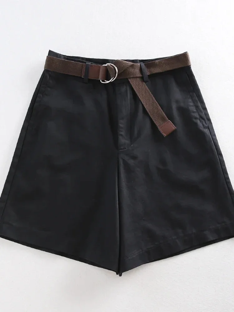 Shorts All-match A-line High Waist Slim Short Femme Chic S-XXL Ladies Bottom 4 Solid Color Sashes Casual Chicly Shorts Women