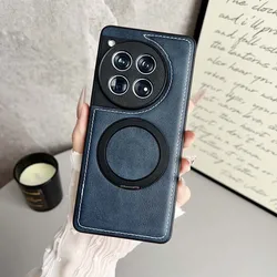 Retro Fold Ring Bracket Magnetic Leather Shockproof Case with Magsafe Compatibility - OnePlus 11 (Blue)