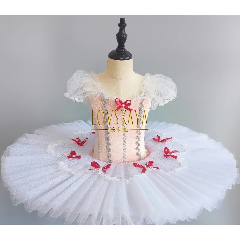

Детская балетная юбка с розовым бантом, красивое платье для сна для девочек, пышное газовое платье для выступлений