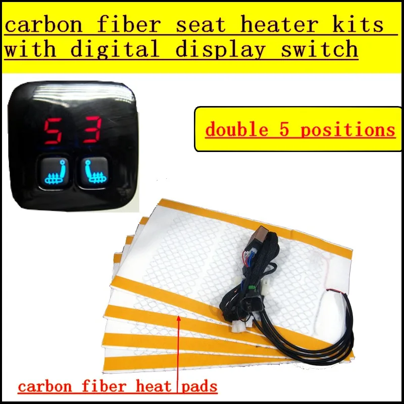 Carbon Fiber Car Seat Heater Kits With Digital Display 5 Positions