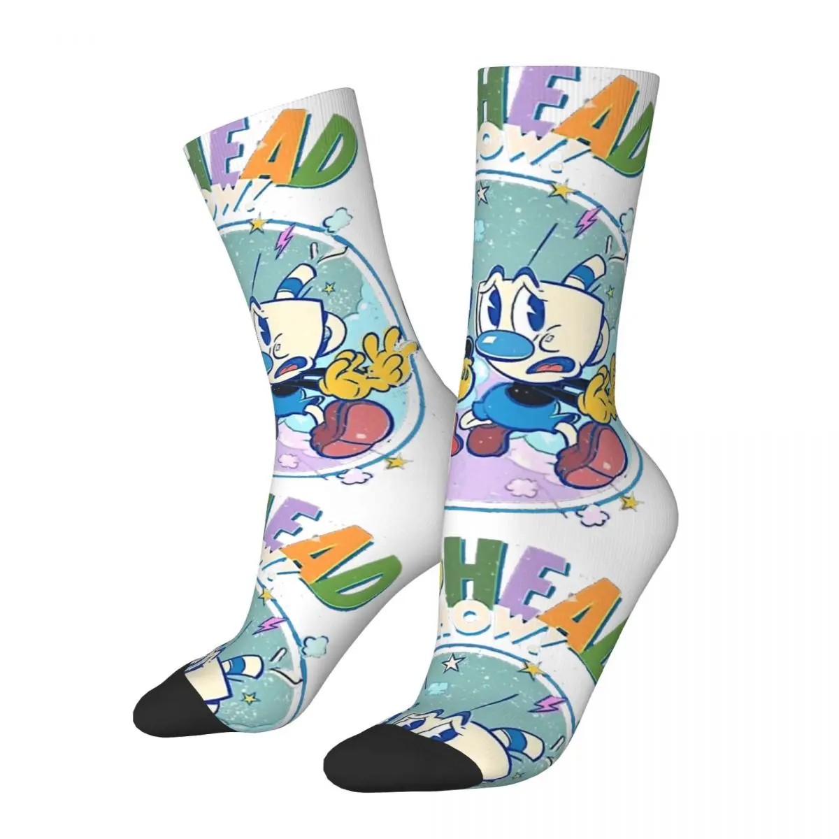 

Funny Crazy compression The Cuphead Show Sock for Men Hip Hop Harajuku C-Cuphead Happy Quality Pattern Printed Boys Crew Sock