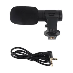 Compact 3.5mm Mini Microphone for Live Conferences and Video Vlogs (Black)