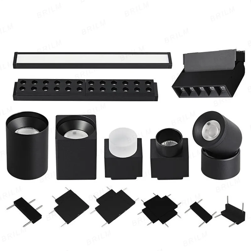 Ultra Thin Magnetic Track Light No Ceiling Required Surface Mounted DC48V Rail Home Store Flood Grille Spot LED Lamp Black White 3
