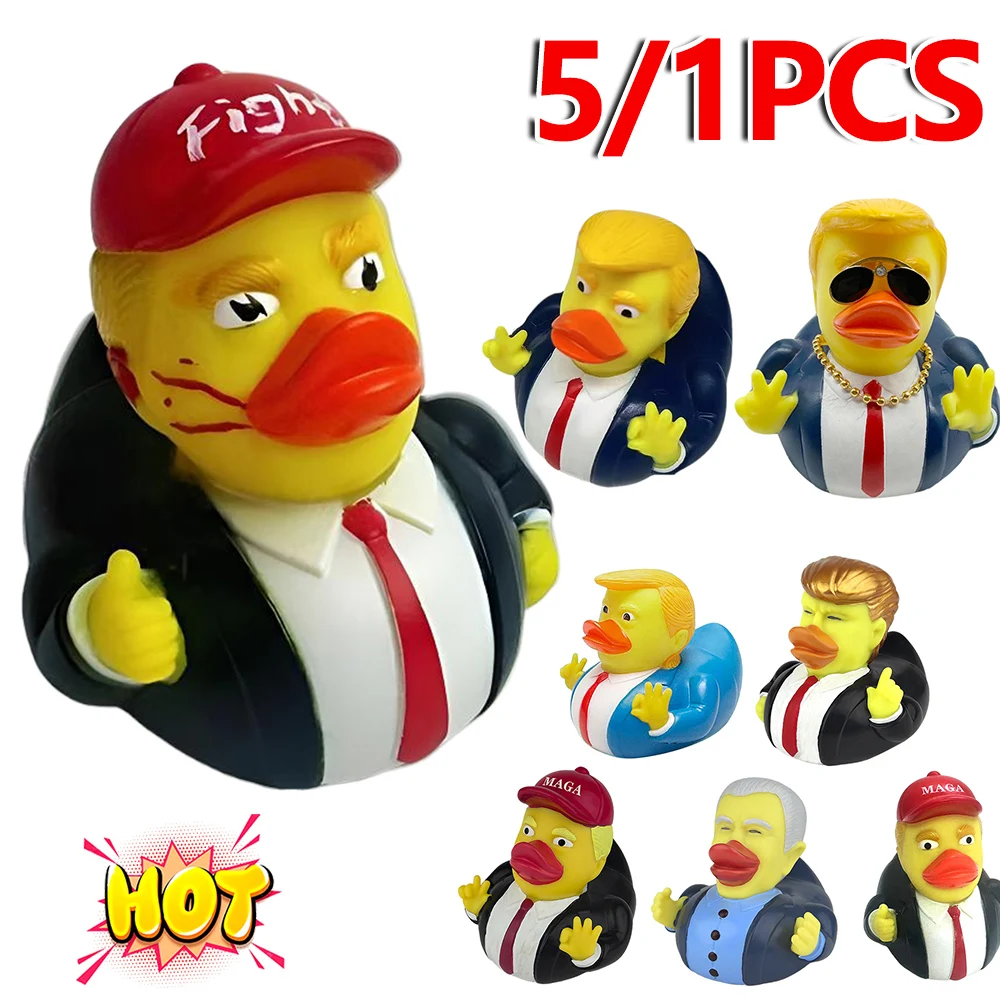 5/1pcs Trump Rubber Duck Squeak Bath Duck Trump Merchandise Rubber Duckies Bathtub Toys for Kids Gift Baby Showers Bath Time 2