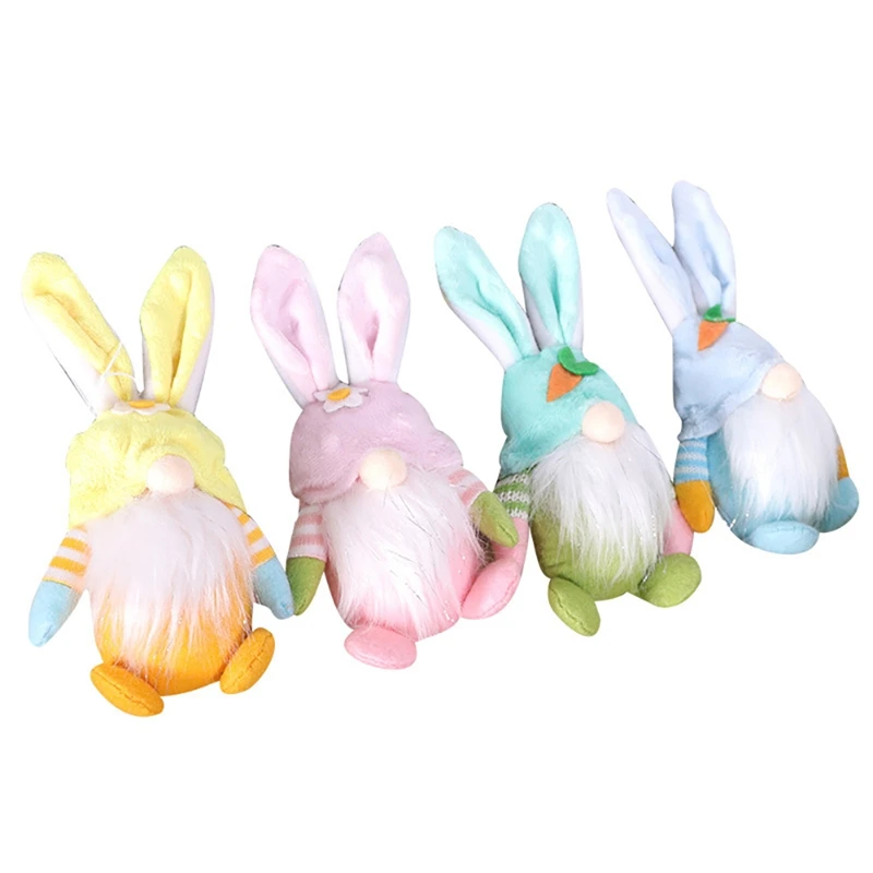 

4 Pcs Easter Gnomes Bunny Decoration Dwarf Faceless Doll Plush Rabbit Doll Easter Plush Home Party Decorations Kids Toys