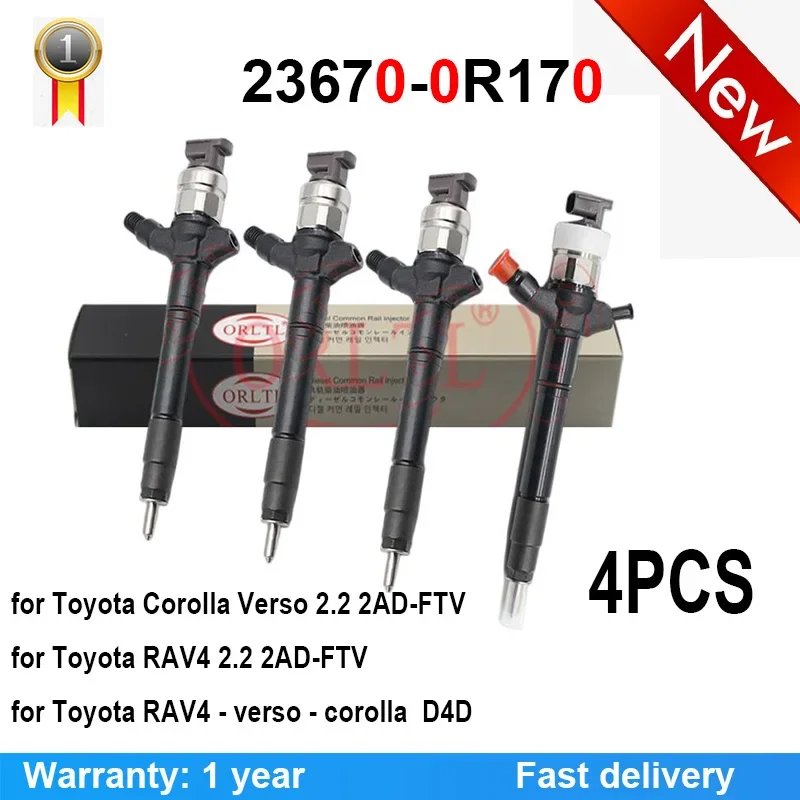 

Новый 23670-0R170 236700R170 23670 0R170 для Toyota RAV4 2,2 2AD-FTV 4 шт. ORLTL Форсунка инжектора высокого качества