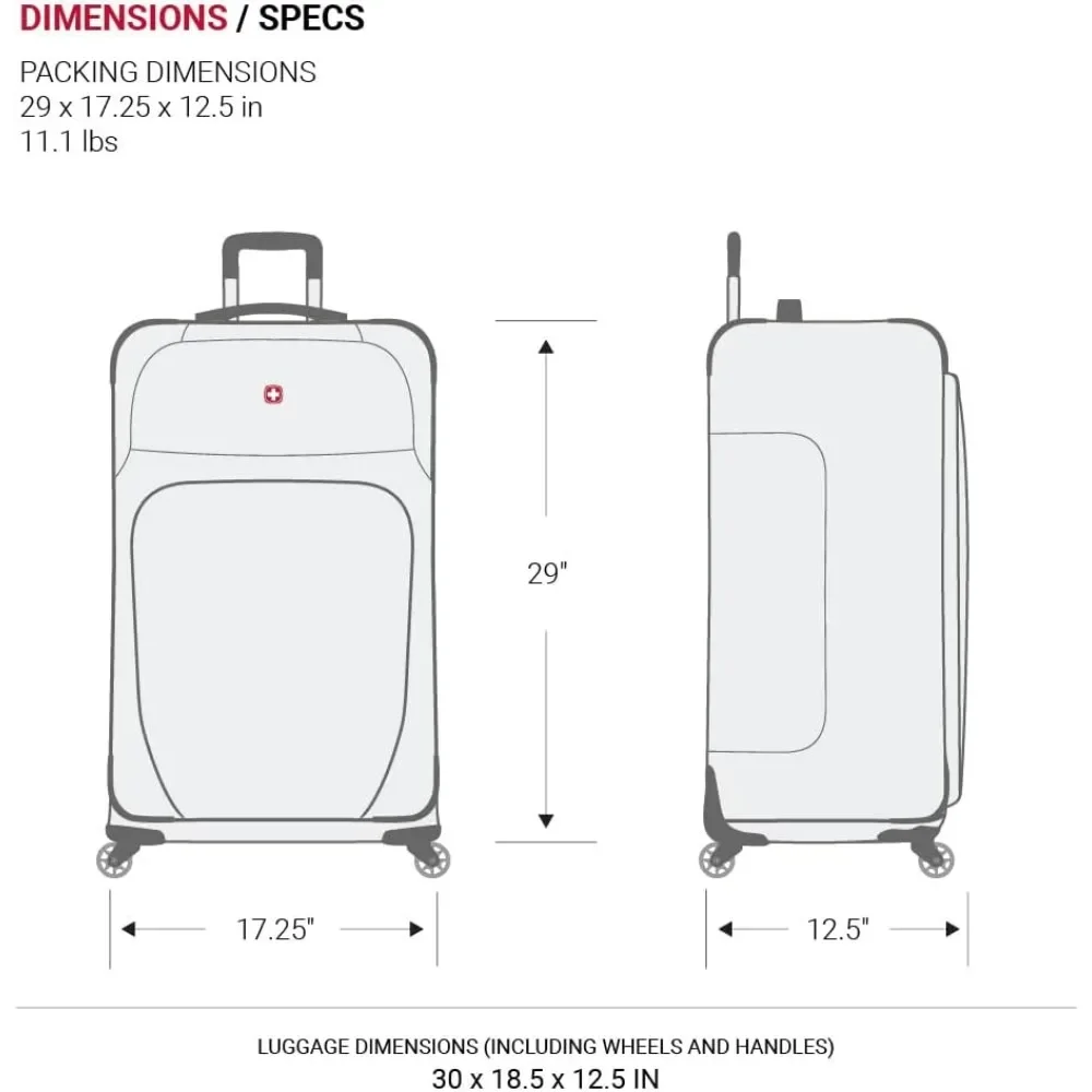 SwissGear Sion Softside Expandable Luggage, Black, Checked-Large 29-Inch