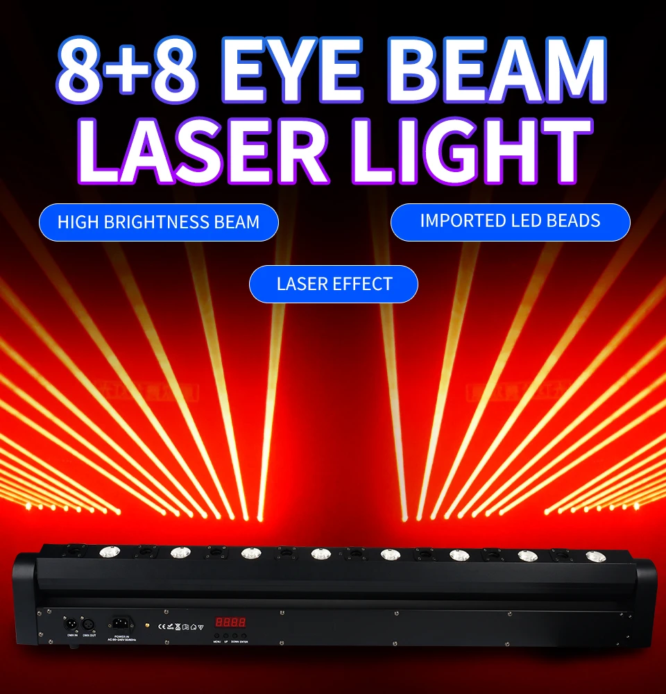 Stage 8+8 Eyes DJ Professional Laser Light Led Single Red Laser Projector DMX512