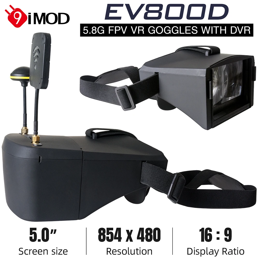 9IMOD LS-800D 5.8G 40CH FPV 고글 5인치 HD LCD 듀얼 안테..