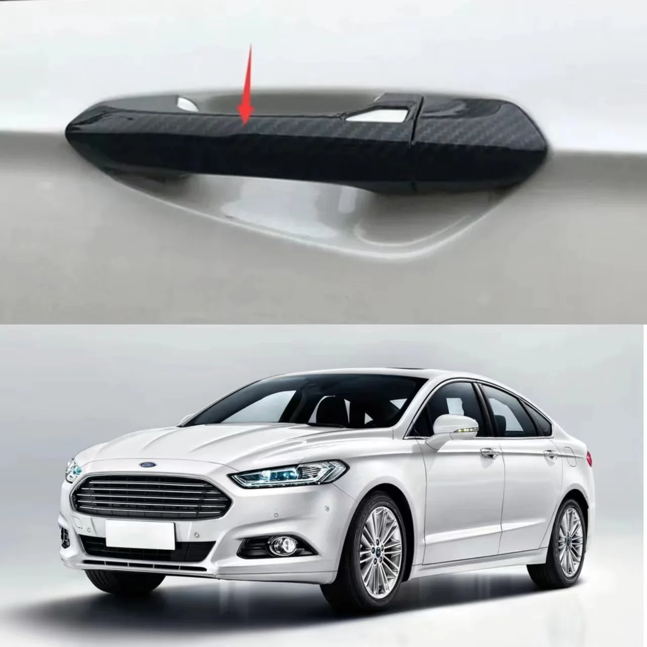 

Suitable for 2013-2018 Ford Fusion Mondeo with carbon fiber door handles and bowl decorations