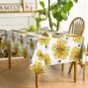 Spring Yellow Sunflower Printed Tablecloths Bumble Bee White Washable Table Cover for Kitchen Table Decor Wedding Party Decor 4