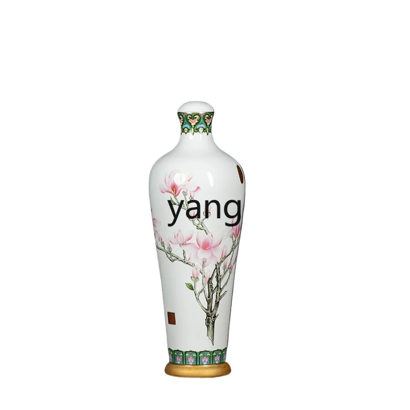 

L'm'm Ceramic Vase Flower Arrangement Decoration Hand Painted Porcelain Bottle Living Room Curio Shelves Home Decoration