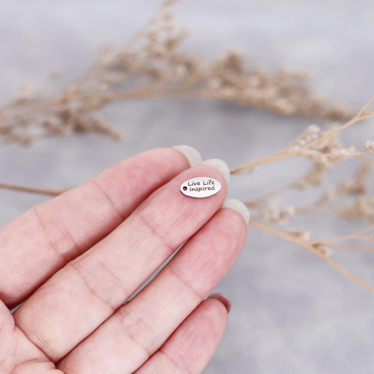 

3pcs Stainless Steel Charm Live Life Inspired Laser Engraved Tiny Oval for Jewelry Making DIY Handmade Bulk Accessories