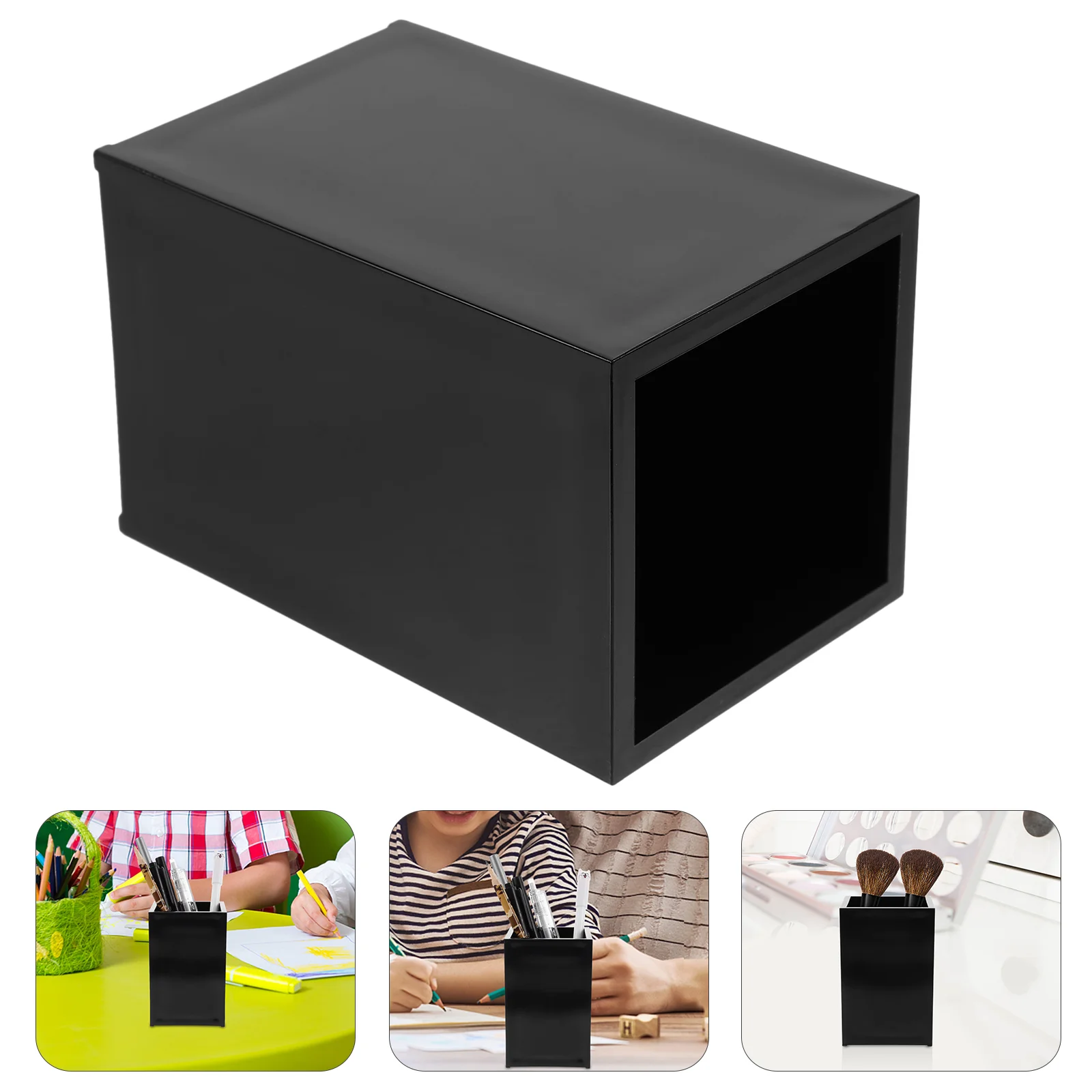 Desk Pen Organizer Acrylic Square Holder Student Desktop Storage Box Makeup Brush Bucket