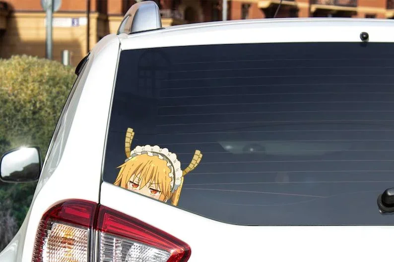 

For San Chi Miss Kobayashi's Dragon Waifu Anime Peeker Vinyl Window or Bumper Sticker High Quality Weather proof Sticker Latex