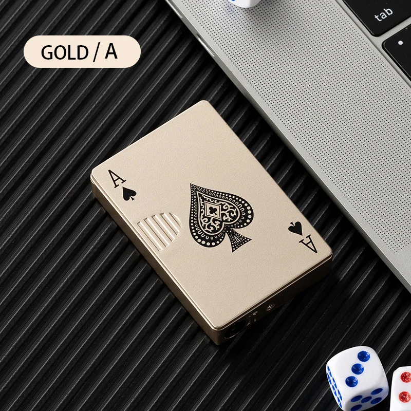 Creative Poker lighter Spades Joker Poker Butane windproof Straight Metal lighter Metal fun toys for men smoking accessories