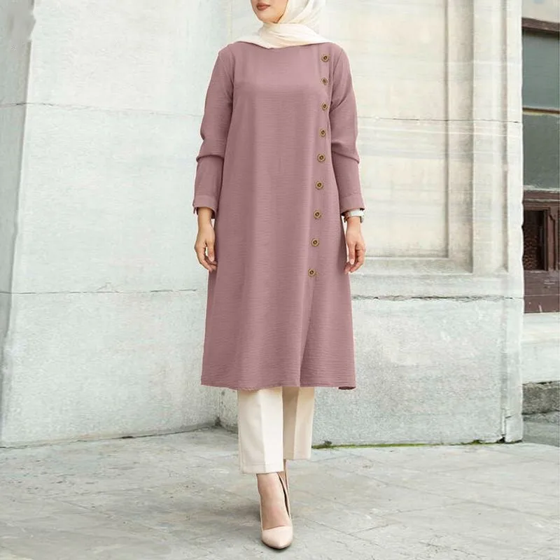 Arab Women Muslim Long Sleeve Blouse Casual Loose Blouse Shirts Tops Tunic Blusas Loose Chemise