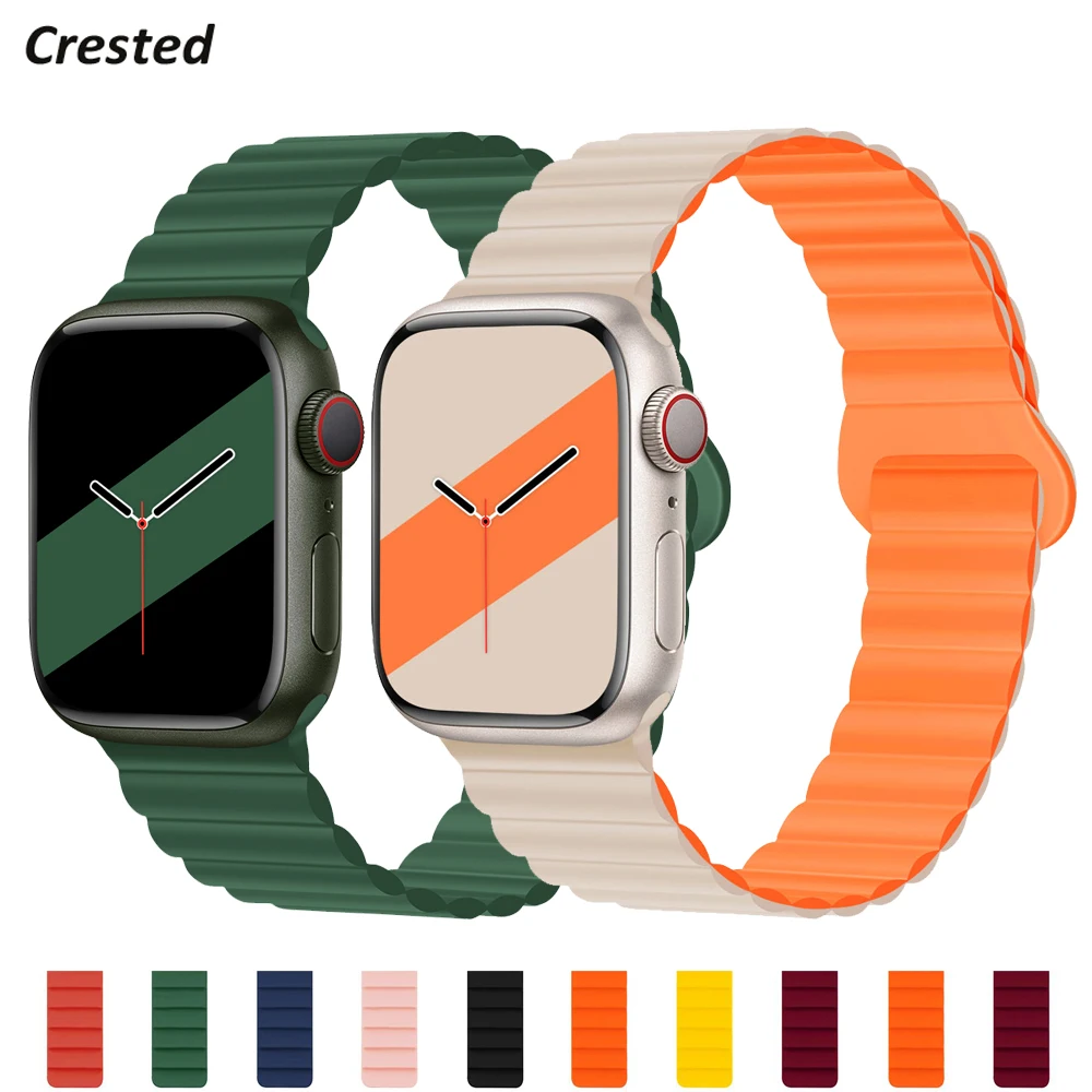 

Magnetic strap For Apple watch band 44mm 40mm 45mm 41mm 38mm 42mm 44 45 mm Silicone watchband Bracelet iWatch serie 3 5 4 SE 6 7