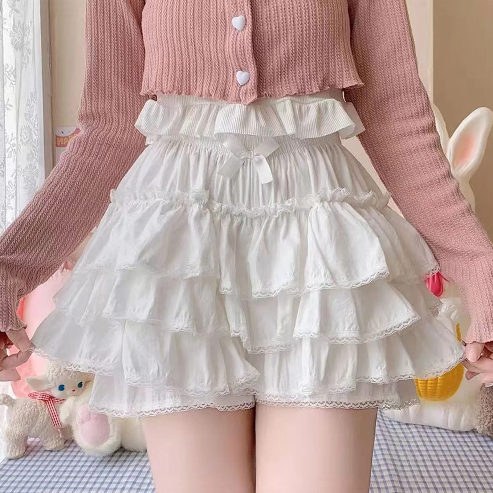 

Sweet Tierred Ruffles Lolita Shorts Skirts Safety Shorts Pants Women Japanese Kawaii Skirts Knickers Y2k Aesthetic JK Bloomers