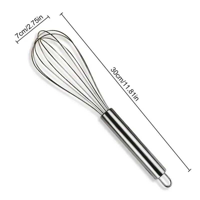 12" Stainless Steel Manual Whisk Butter Butter Flour Mixing Stainless Steel Balloon Whisk Cream Mixer Stirring Milk Egg Beater