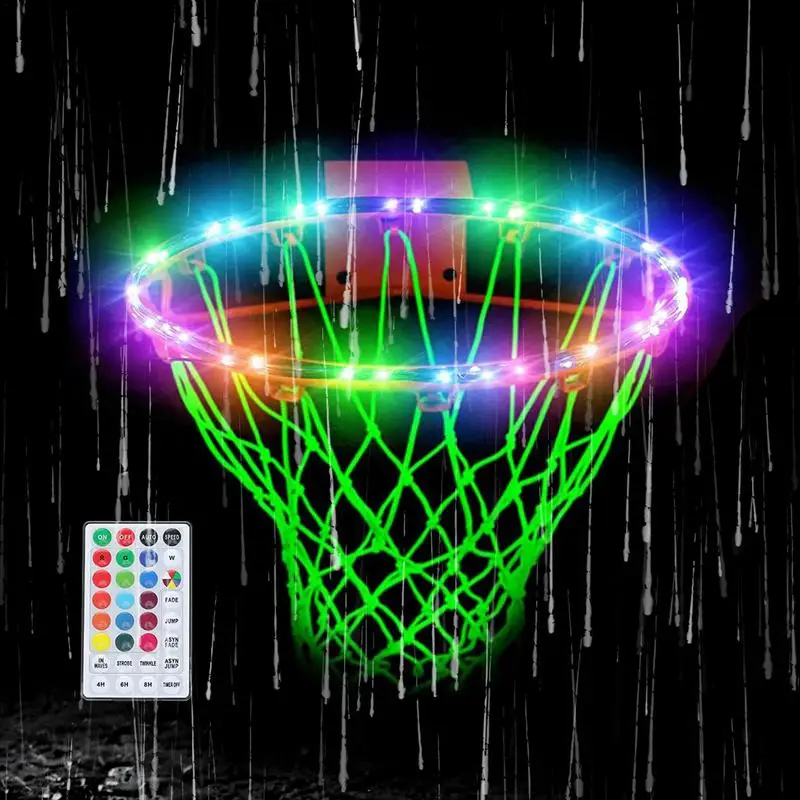 

LED Hoop Light Basketball Goal Light Super Bright 16 Colors LED Light With Remote Controller Adjustable Backboard Lights