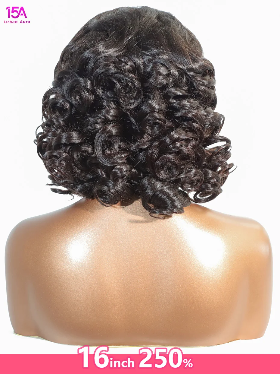 10 12 14인치 13x4 바운시 컬 숏밥 가발 100% 생인모 베트남산 더블 드로운 풀 레이스 프론트 인모 고품질