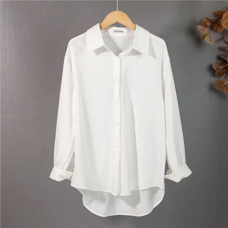 Spring and Autumn Women's New Single-breasted Loose and Elegant Blouse Casual Long-sleeved Top 16695