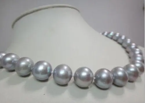 

Gorgeous AAAA 11-10mm Round Akoya Gray Natural Pearl Necklace 14K