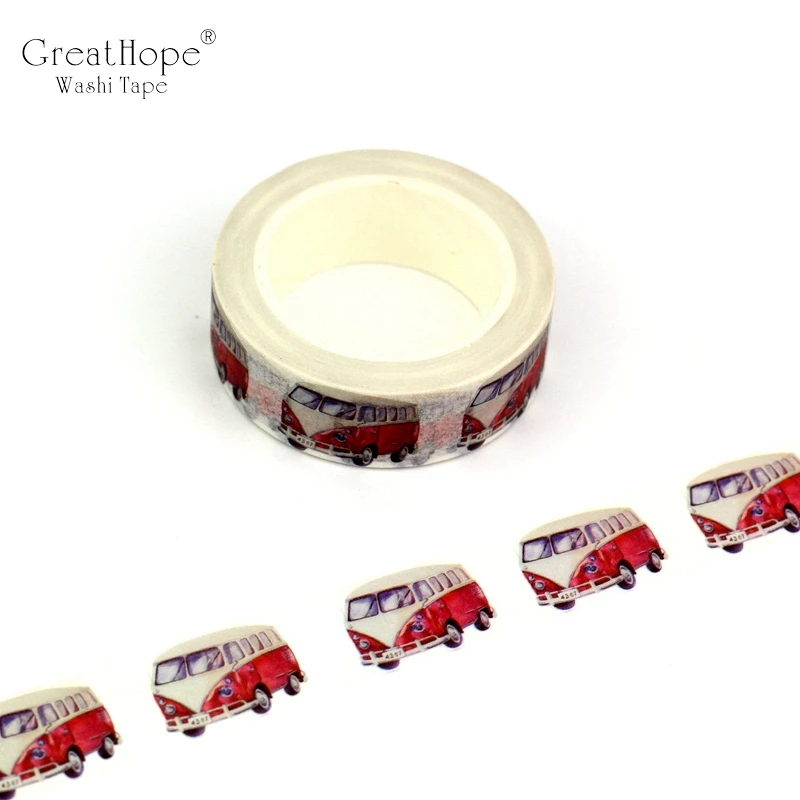 

1PC 10M Cute Red Camper VW Bus Washi Tape Paper DIY Decorative Scrapbooking Planner Adhesive Masking Tapes Kawaii Stationery
