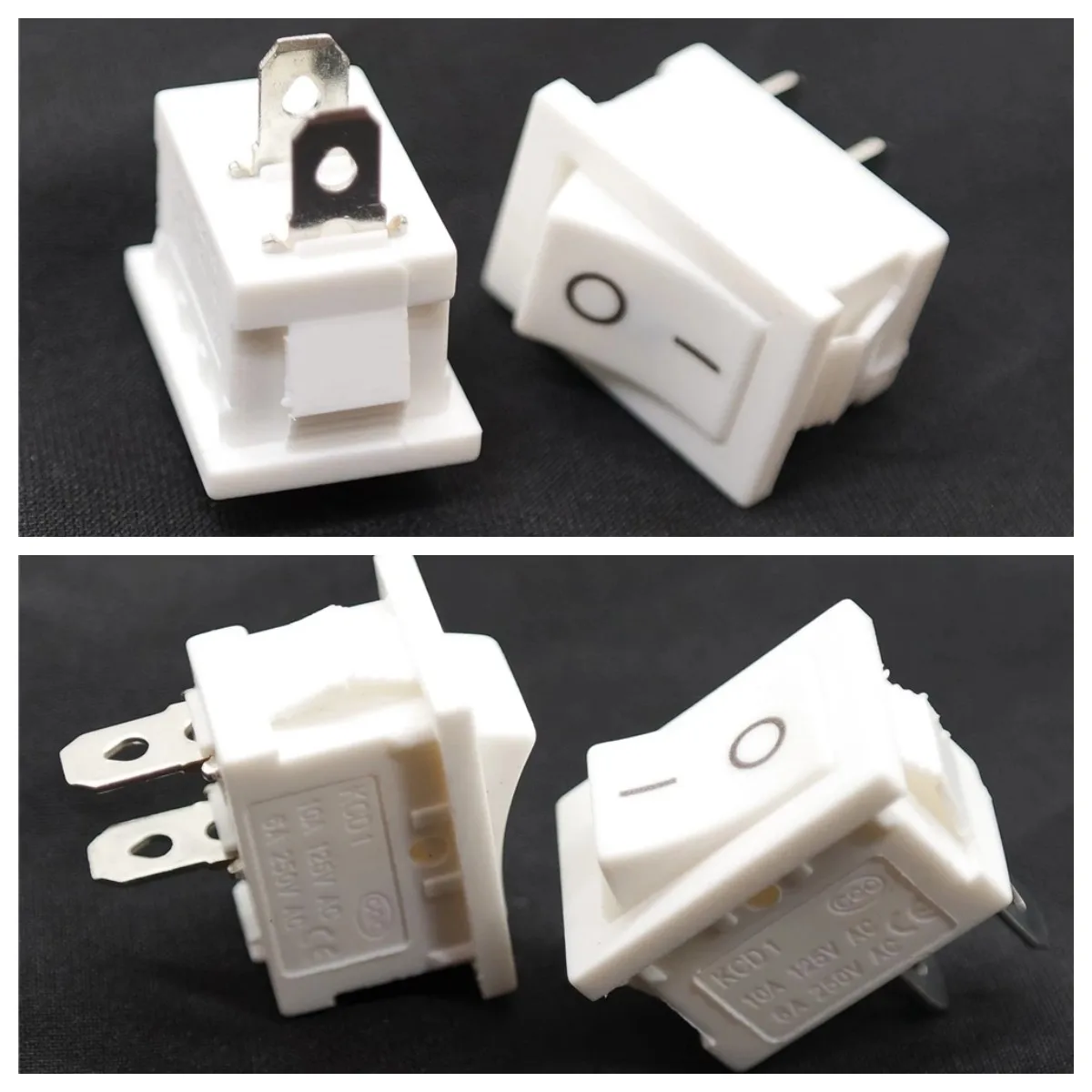 10 pcs/lot  pure white Hot sale KCD1-101 2 Pin ON-OFF 250V 3A Boat Switch 21*15 Snap-in SPST ON OFFRocker Position Button Switch